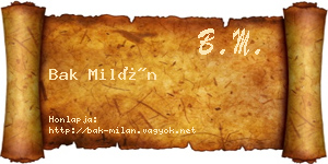 Bak Milán névjegykártya
